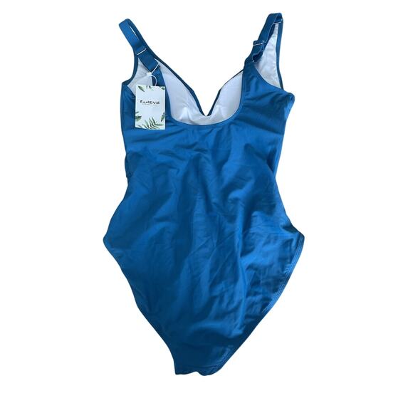 EoMENIE Women’s Medium Blue One Piece Swimsuit - Picture 3 of 3